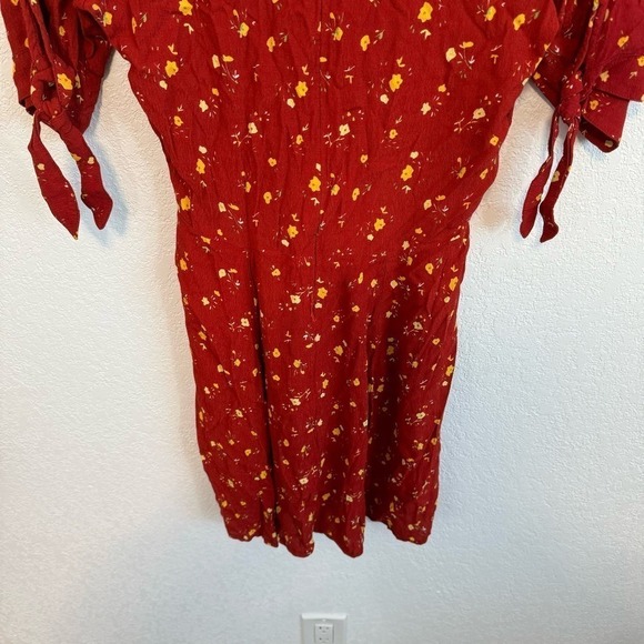 With Jean Beaucoup Floral Plunge V-Neck Short Sleeve Summer Mini Dress Red S - Picture 10 of 13